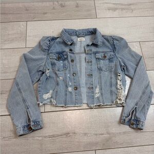 Mono B Light Blue Distressed Denim Jacket
